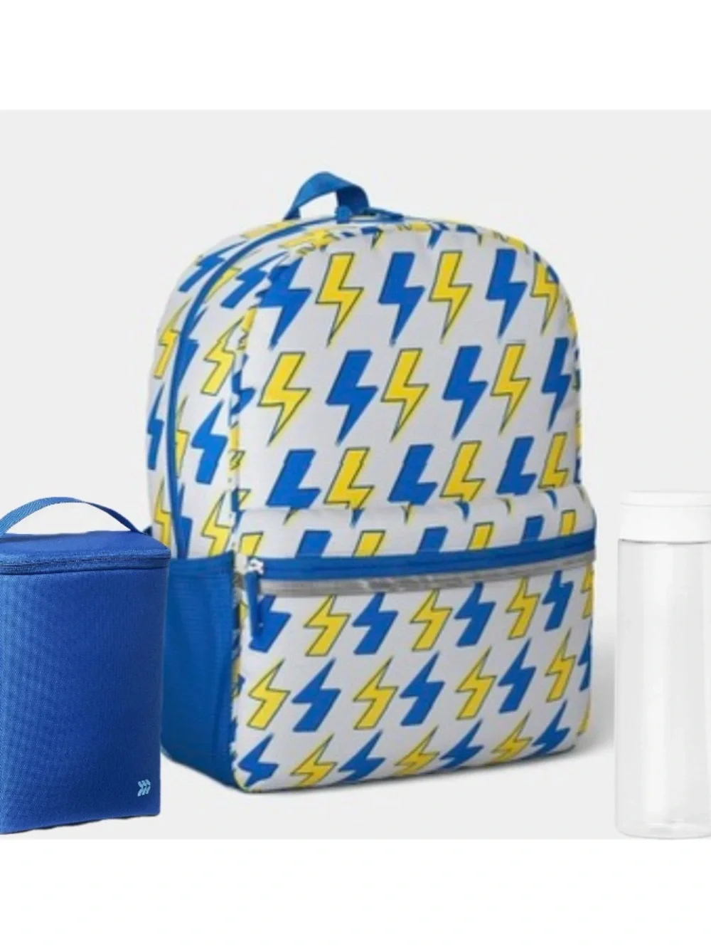 Kids Men’s Women’s Blue & Yellow White Lightning Bolt Backpack Water Bottle Sets